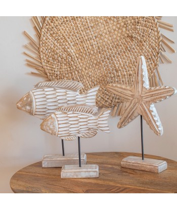 ORIGEN Home Decor Estrella De Mar De Madera Marinero Figura de Sobremesa Gris - 26x18x5cm