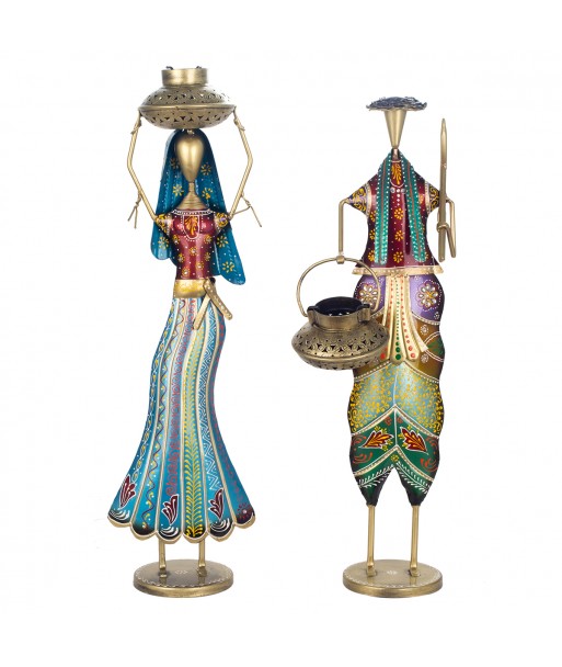 ORIGEN Home Decor Figura 2U Africanas Y Elefantes Beige - 36x21x13cm