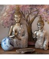 ORIGEN Home Decor Figura Buda Budas | Figura de Buda Plateado - 35x17x12cm