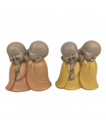 ORIGEN Home Decor Figura Monjes Secreto 2U Budas | Figura de Buda Naranja - 12x12x7cm