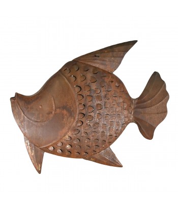 ORIGEN Home Decor Figura Pez Jarrones Y Portavelas | Figura de Pez Marrón - 49x62x19cm