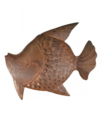 ORIGEN Home Decor Figura Pez Marrón 41x50x15cm - Decoración Marinera de Metal para el Hogar