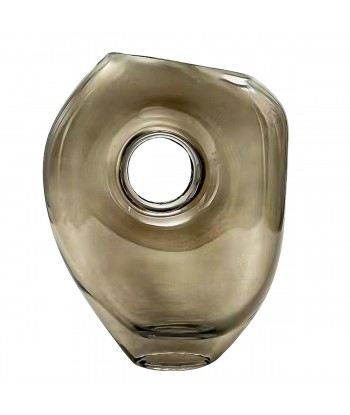 ORIGEN Home Decor Jarrón cristal Jarrones Y Portavelas | Jarrón Plateado - 22x17x6cm