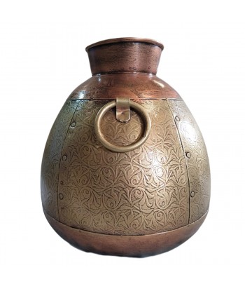 ORIGEN Home Decor Jarrón etnico Jarrones Y Portavelas | Jarrón Plateado - 41x38x38cm