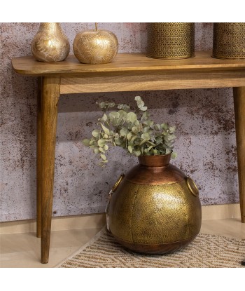 ORIGEN Home Decor Jarrón etnico Jarrones Y Portavelas | Jarrón Plateado - 41x38x38cm
