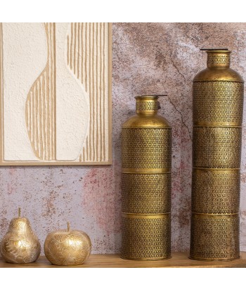 ORIGEN Home Decor Jarrón portavelas Jarrones Y Portavelas | Jarrón Plateado - 63x21x21cm