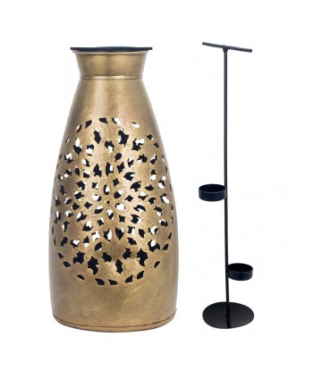 ORIGEN Home Decor Jarrón portavelas Jarrones Y Portavelas | Portavelas Plateado - 50x24x24cm
