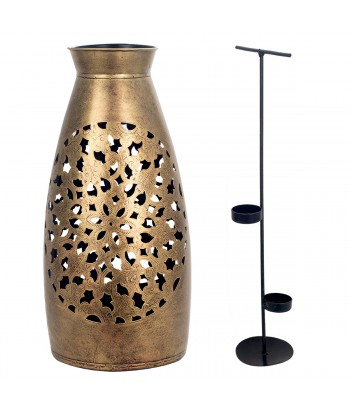 ORIGEN Home Decor Jarrón portavelas Jarrones Y Portavelas | Portavelas Plateado - 59x27x27cm