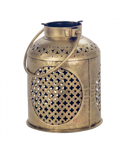 ORIGEN Home Decor Jarron Portavelas Pequeño Dorado - 21x15x15cm para Decoración del Hogar