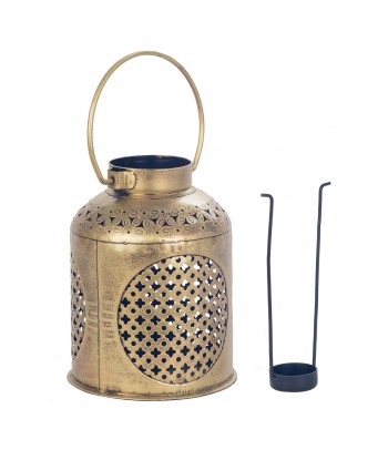 ORIGEN Home Decor Jarron Portavelas Pequeño Dorado - 21x15x15cm para Decoración del Hogar