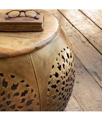 ORIGEN Home Decor Mesa grande Mueble Auxiliar | Mesa auxiliar Dorado - 41x62x62cm