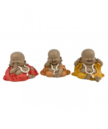 ORIGEN Home Decor Monje No Ve-Oye-Habla 3U Budas Figura de Buda Marrón - 8x10x8cm