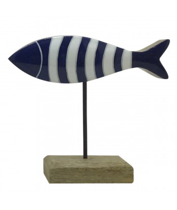 ORIGEN Home Decor Pez De Madera Marinero Azul - Figura de Sobremesa 18x20x5cm