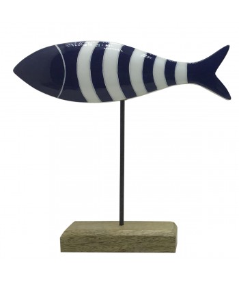 ORIGEN Home Decor Pez De Madera Marinero Azul 23x25x5cm Figura de Sobremesa