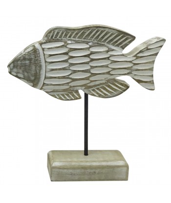 ORIGEN Home Decor Pez De Madera Marinero Figura de Sobremesa Gris 20x20x5cm