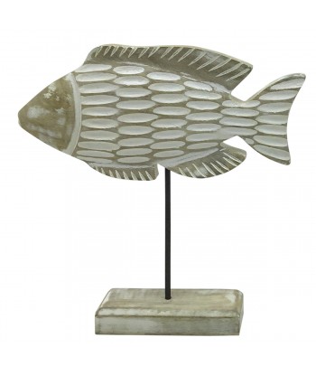 ORIGEN Home Decor Pez De Madera Marinero Figura de Sobremesa Gris 25x25x5cm