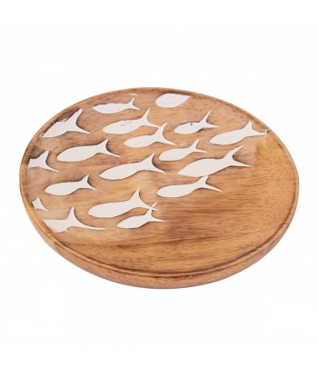 ORIGEN Home Decor Plato Peces Pequeño Cajas Y Bandejas Bandeja de Decoración Marrón Redondo - 2x16x16cm