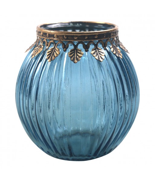 ORIGEN Home Decor Portavela Jarrones Y Portavelas | Portavelas Azul - 10x10x10cm