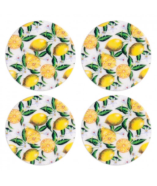 ORIGEN Home Decor posavasos limones 4 U Posavasos | Amarillo Redondo - 1x10x10cm