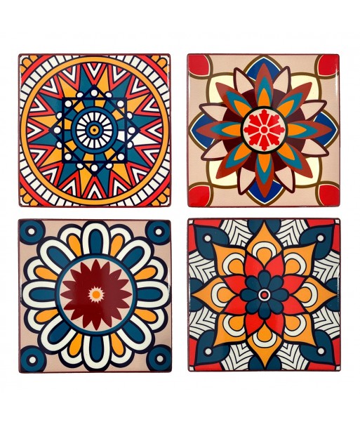 ORIGEN Home Decor Posavasos Set de 4 Unidades Posavasos | Multicolor Rectangular - 1x11x11cm
