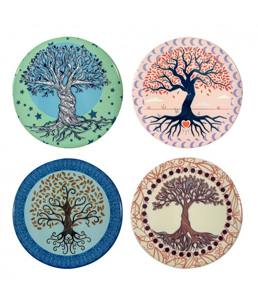 ORIGEN Home Decor Posavasos Set de 4 Unidades Posavasos | Multicolor Redondo - 1x11x11cm ORIGEN Home Decor Posavasos Set de 4 Unidades Posavasos | Multicolor Redondo - 1x11x11cm