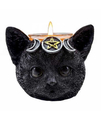 ORIGEN Home Decor Vela Gato Jarrones Y Portavelas Negro - 7x9x8cm