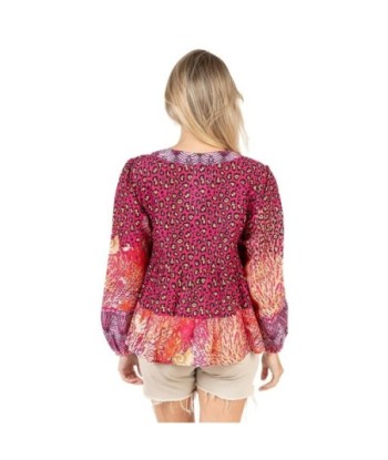 Isla Bonita Moda By SIGRIS - Camisa de Algodón 100% para Mujer, Estampado Animal, Manga Larga
