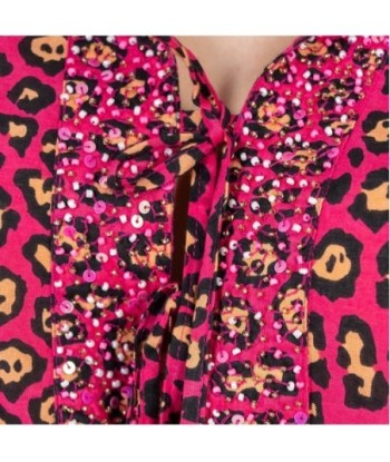 Isla Bonita Moda By SIGRIS - Camisa de Algodón 100% para Mujer, Estampado Animal, Manga Larga
