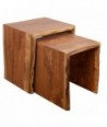 Taburetes Bohemios de Madera de Acacia - Pack de 2 Unidades