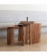 Taburetes Bohemios de Madera de Acacia - Pack de 2 Unidades