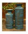 Jarrón étnico azul decorativo para hogar y oficina de hojalata de 60 cm