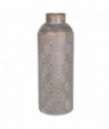 Jarrón étnico de metal gris decorativo para hogar y oficina