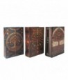 Caja libro árbol 3 unidades decorativas étnicas vintage para hogar y oficina
