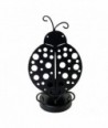 Portavelas Mariquita Decorativo Etnico Metal Negro 16 cm