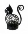 Portavelas Gato Negro Etnico Metal Cristal Decoración Hogar