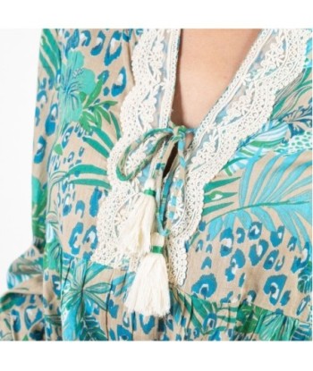 Isla Bonita Moda By SIGRIS - Camisa de Mujer Manga Larga, Estampado Animal Print, Estilo Elegante y Moderno