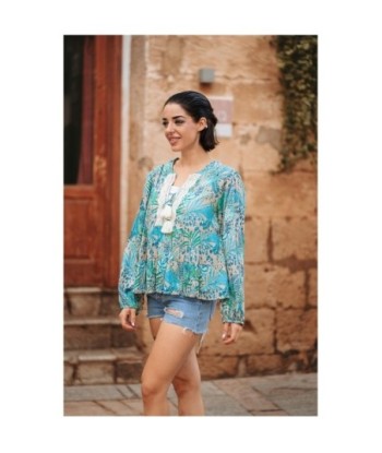 Isla Bonita Moda By SIGRIS - Camisa de Algodón 100% para Mujer, Estampado Animal, Manga Larga