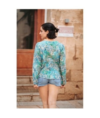Isla Bonita Moda By SIGRIS - Camisa de Algodón 100% para Mujer, Estampado Animal, Manga Larga