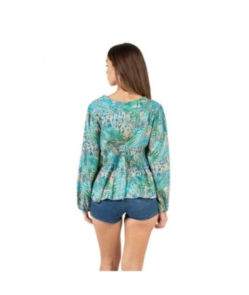 Isla Bonita Moda By SIGRIS - Camisa de Algodón 100% para Mujer, Estampado Animal, Manga Larga