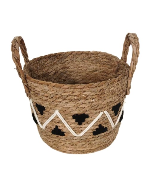 Cesta decorativa de palma y hierba marina para almacenamiento, estilo natural, perfecta para adornar tu hogar