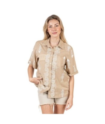Isla Bonita Moda By SIGRIS - Camisa de Algodón 100% para Mujer, Estilo Glam