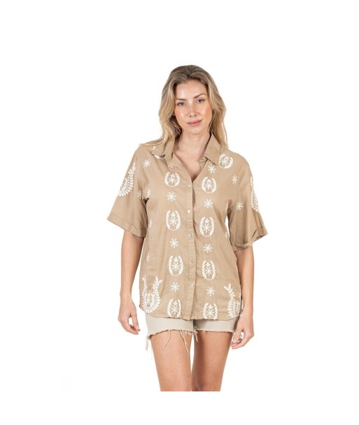 Isla Bonita Moda By SIGRIS - Camisa de Algodón 100% para Mujer, Estilo Glam