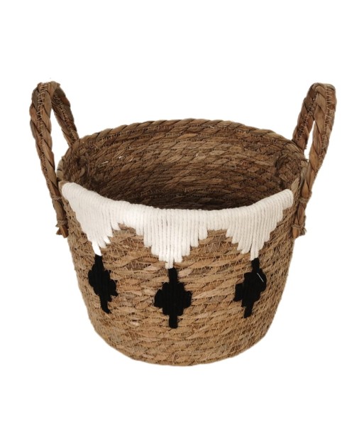 Cesta Natural de Palma y Hierba Marina para Decoración y Almacenamiento, Ideal para Casa, Oficina y Organización