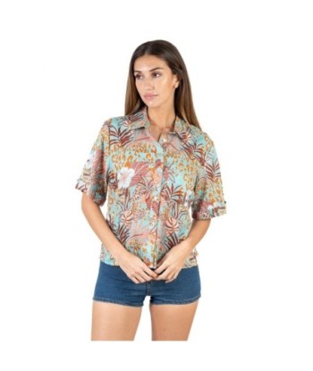 Isla Bonita Moda By SIGRIS - Camisa de Algodón 100% para Mujer, Estampado Animal, Manga Larga