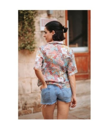 Isla Bonita Moda By SIGRIS - Camisa de Algodón 100% para Mujer, Estampado Animal, Manga Larga