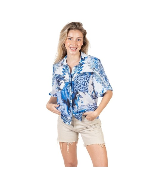 Isla Bonita Moda By SIGRIS - Camisa de Algodón 100% para Mujer, Manga Larga, Estilo Elegante y Versátil