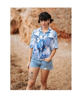 Isla Bonita Moda By SIGRIS - Camisa de Algodón 100% para Mujer, Manga Larga, Estilo Elegante y Versátil