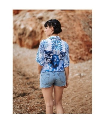 Isla Bonita Moda By SIGRIS - Camisa de Algodón 100% para Mujer, Manga Larga, Estilo Elegante y Versátil