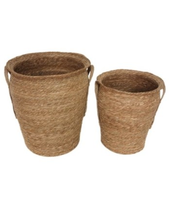 Cestas de Palma y Hierba Marina para Decoración Natural, Set de 2 Cestas de Almacenamiento Elegantes y Funcionales