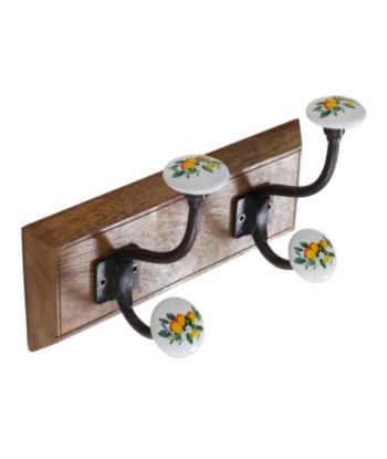 Percha Doble de Madera con 2 Pomos para Decoración de Pared, Ideal para Organizar y Embellecer tu Hogar